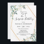 Surprise 21st Birthday Eucalyptus Greenery & Gold Invitation<br><div class="desc">Surprise 21st Birthday Elegant Eucalyptus Greenery and Gold Invitation. 1st 2nd 3rd 4th 5th 13th 15th 16th 18th 20th 21rd 30th 40th 50th 60th 70th 80th 90th 100th Any Age. For further customisation,  please click the "Customise it" button and use our design tool to modify this template.</div>