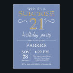Surprise 21st Birthday Invitation Blue and Gold<br><div class="desc">Surprise 21st Birthday Invitation with Blue and Gold Glitter Background. Adult Birthday. Men or Women Bday Invite. Any age. For further customisation,  please click the "Customise it" button and use our design tool to modify this template.</div>