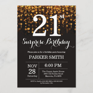 Surprise 21st Birthday Invitation Gold Glitter