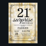Surprise 21st Birthday Invitation Gold Glitter<br><div class="desc">Surprise 21st Birthday Invitation with Gold String Lights with Gold Glitter Background. Gold Birthday. Adult Birthday. Men or Women Bday Invite. 13th 15th 16th 18th 20th 21st 30th 40th 50th 60th 70th 80th 90th 100th, Any age. For further customisation, please click the "Customise it" button and use our design tool...</div>