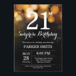 Surprise 21st Birthday Invitation Gold Glitter<br><div class="desc">Surprise 21st Birthday Invitation with Gold String Lights with Gold Glitter Background. Gold Birthday. Adult Birthday. Men or Women Bday Invite. 13th 15th 16th 18th 20th 21st 30th 40th 50th 60th 70th 80th 90th 100th, Any age. For further customisation, please click the "Customise it" button and use our design tool...</div>