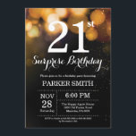 Surprise 21st Birthday Invitation Gold Glitter<br><div class="desc">Surprise 21st Birthday Invitation with Gold String Lights with Gold Glitter Background. Gold Birthday. Adult Birthday. Men or Women Bday Invite. 13th 15th 16th 18th 20th 21st 30th 40th 50th 60th 70th 80th 90th 100th, Any age. For further customisation, please click the "Customise it" button and use our design tool...</div>