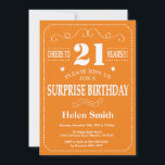 Surprise 21st Birthday Invitation Orange and White<br><div class="desc">Surprise 21st Birthday Invitation Orange and White Typography. Orange Background. Adult Birthday. Male Men or Women Birthday. Kids Boy or Girl Lady Teen Teenage Bday Invite. 13th 15th 16th 18th 20th 21st 30th 40th 50th 60th 70th 80th 90th 100th. Any Age. For further customisation, please click the "Customise it" button...</div>