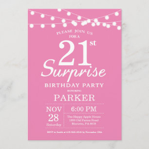 Surprise 21st Birthday Invitation Pink