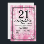 Surprise 21st Birthday Invitation Pink Glitter<br><div class="desc">Surprise 21st Birthday Invitation with Pink String Lights with Pink Glitter Background. Pink Birthday. Adult Birthday. Men or Women Bday Invite. 13th 15th 16th 18th 20th 21st 30th 40th 50th 60th 70th 80th 90th 100th, Any age. For further customisation, please click the "Customise it" button and use our design tool...</div>