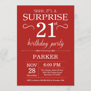 Surprise 21st Birthday Invitation Red