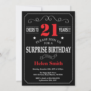 Surprise 21st Birthday Invitation Red and Black