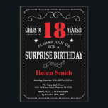 Surprise 21st Birthday Invitation Red and Black<br><div class="desc">Surprise 18th Birthday Invitation Red and Black Typography. Chalkboard. Black and White Background. Adult Birthday. Male Men or Women Birthday. Kids Boy or Girl Lady Teen Teenage Bday Invite. 13th 15th 16th 18th 20th 21st 30th 40th 50th 60th 70th 80th 90th 100th. Any Age. For further customisation, please click the...</div>