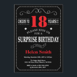 Surprise 21st Birthday Invitation Red and Black<br><div class="desc">Surprise 18th Birthday Invitation Red and Black Typography. Chalkboard. Black and White Background. Adult Birthday. Male Men or Women Birthday. Kids Boy or Girl Lady Teen Teenage Bday Invite. 13th 15th 16th 18th 20th 21st 30th 40th 50th 60th 70th 80th 90th 100th. Any Age. For further customisation, please click the...</div>