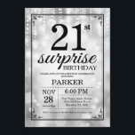 Surprise 21st Birthday Invitation Silver Glitter<br><div class="desc">Surprise 21st Birthday Invitation with Silver String Lights with Silver Glitter Background. Silver Birthday. Adult Birthday. Men or Women Bday Invite. 13th 15th 16th 18th 20th 21st 30th 40th 50th 60th 70th 80th 90th 100th, Any age. For further customisation, please click the "Customise it" button and use our design tool...</div>