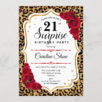 Surprise 21st Birthday - Leopard Gold White Red