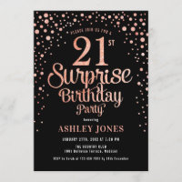 Surprise 21st Birthday Party - Black & Rose Gold