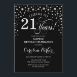 Surprise 21st Birthday Party - Black Silver Invitation<br><div class="desc">Surprise 21st Birthday Party Invitation.
Elegant design in black and faux glitter silver. Features script font and diamonds confetti. Cheers to 21 Years! Message me if you need further customization.</div>