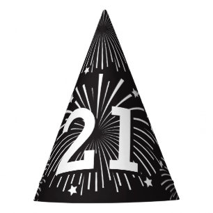 Surprise 21st Birthday party paper cone hats