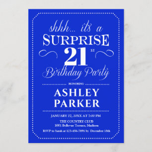 Surprise 21st Birthday Party - Ryal Blue Invitation