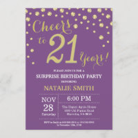 Surprise 21st Birthday Purple and Gold Diamond