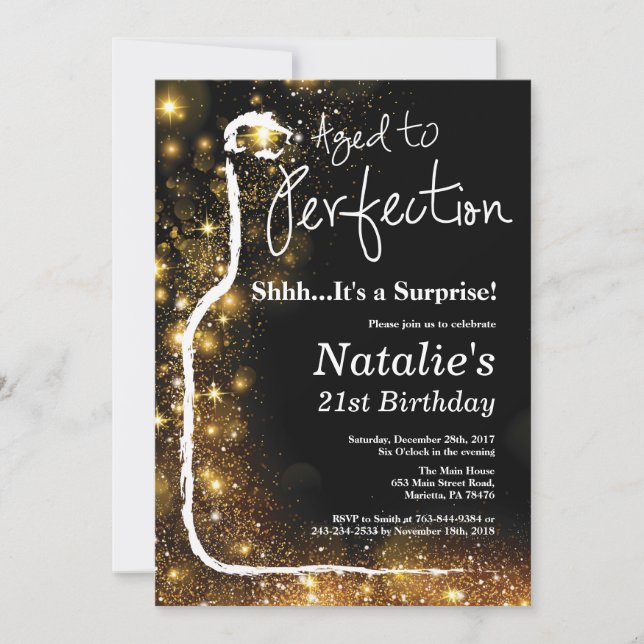 Surprise 21st Birthday Wine Aged to Perfection Invitation (Front)