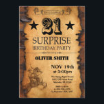 Surprise 21st Western Birthday Invitation<br><div class="desc">Surprise 21st Western Birthday Invitation. Cowboy Horse Wild West Theme Birthday Party. Rustic Wood Country Background. For further customisation,  please click the "Customise it" button and use our design tool to modify this template.</div>