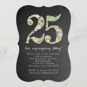 Surprise 25th Number 25 Birthday Party Invite