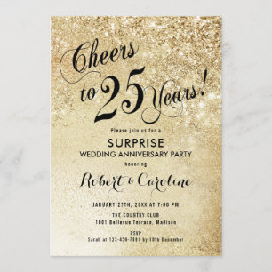 Surprise 25th Wedding Anniversary - Gold Invitation