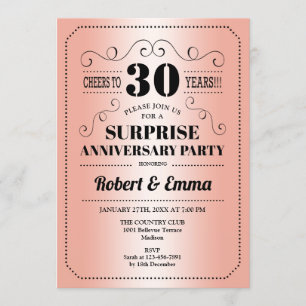 Surprise 30th Anniversary Party - Coral Invitation