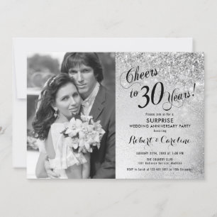 Surprise 30th Anniversary with Photo - Silver Invitation