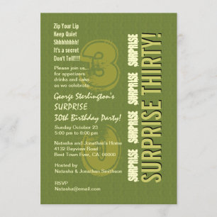 SURPRISE 30th Birthday Army and Olive Green V9 Invitation