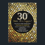 Surprise 30th Birthday Black and Gold Glitter Invitation<br><div class="desc">Surprise 30th Birthday Invitation. Black and Gold Glitter. Gold Diamond. Adult Birthday Party. For Men or Women. For further customisation,  please click the "Customise it" button and use our design tool to modify this template.</div>
