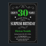 Surprise 30th Birthday Black and Green Chalkboard Invitation<br><div class="desc">Surprise 30th Birthday Invitation Black and Green Typography. Chalkboard. Black and White Background. Adult Birthday. Male Men or Women Birthday. Kids Boy or Girl Lady Teen Teenage Bday Invite. 13th 15th 16th 18th 20th 21st 30th 40th 50th 60th 70th 80th 90th 100th. Any Age. For further customisation, please click the...</div>