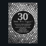 Surprise 30th Birthday Black and Silver Glitter Invitation<br><div class="desc">Surprise 30th Birthday Invitation. Black and Silver Glitter. Silver Diamond. Adult Birthday Party. For Men or Women. For further customisation,  please click the "Customise it" button and use our design tool to modify this template.</div>