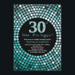 Surprise 30th Birthday Black and Teal Glitter Invitation<br><div class="desc">Surprise 30th Birthday Invitation. Black and Teal Glitter. Teal Diamond. Adult Birthday Party. For Men or Women. For further customisation,  please click the "Customise it" button and use our design tool to modify this template.</div>