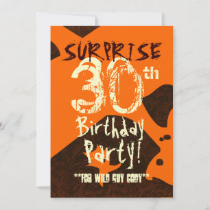 SURPRISE 30th Birthday Brown Ivory Orange C736 Invitation