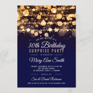 Surprise 30th Birthday Gold & Navy Invitation