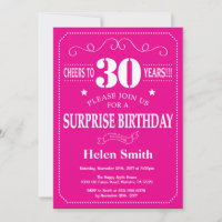 Surprise 30th Birthday Hot Pink and White