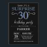 Surprise 30th Birthday Invitation Black and Blue<br><div class="desc">Surprise 30th Birthday Invitation with Black and Blue Glitter Background. Chalkboard. Adult Birthday. Men or Women Bday Invite. Any age. For further customisation,  please click the "Customise it" button and use our design tool to modify this template.</div>