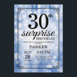 Surprise 30th Birthday Invitation Blue Glitter<br><div class="desc">Surprise 30th Birthday Invitation with Blue String Lights with Blue Glitter Background. Blue Birthday. Adult Birthday. Men or Women Bday Invite. 13th 15th 16th 18th 20th 21st 30th 40th 50th 60th 70th 80th 90th 100th, Any age. For further customisation, please click the "Customise it" button and use our design tool...</div>