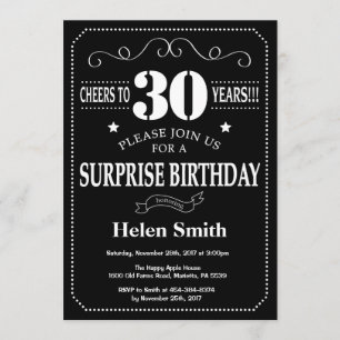 Surprise 30th Birthday Invitation Chalkboard