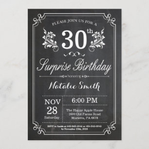 Surprise 30th Birthday Invitation Chalkboard