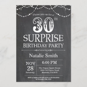 Surprise 30th Birthday Invitation Chalkboard