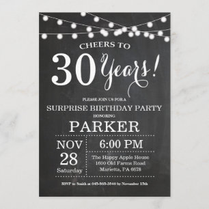 Surprise 30th Birthday Invitation Chalkboard