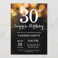 Surprise 30th Birthday Invitation Gold Glitter