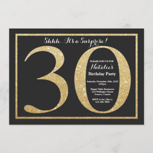 Surprise 30th Birthday Invitation Gold Glitter