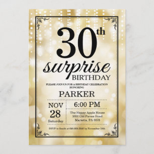 Surprise 30th Birthday Invitation Gold Glitter