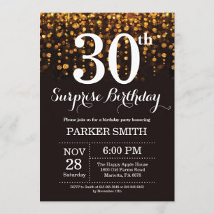 Surprise 30th Birthday Invitation Gold Glitter