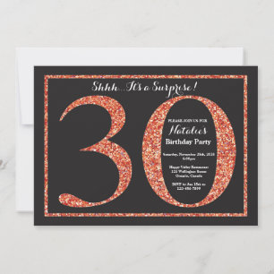 Surprise 30th Birthday Invitation Orange Glitter