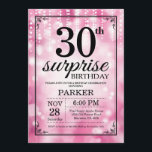 Surprise 30th Birthday Invitation Pink Glitter<br><div class="desc">Surprise 30th Birthday Invitation with Pink String Lights with Pink Glitter Background. Pink Birthday. Adult Birthday. Men or Women Bday Invite. 13th 15th 16th 18th 20th 21st 30th 40th 50th 60th 70th 80th 90th 100th, Any age. For further customisation, please click the "Customise it" button and use our design tool...</div>