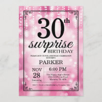 Surprise 30th Birthday Invitation Pink Glitter