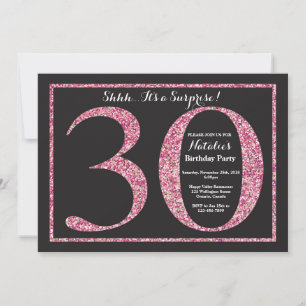 Surprise 30th Birthday Invitation Pink Glitter