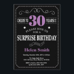 Surprise 30th Birthday Invitation Purple and Black<br><div class="desc">Surprise 30th Birthday Invitation Purple and Black Typography. Chalkboard. Black and White Background. Adult Birthday. Male Men or Women Birthday. Kids Boy or Girl Lady Teen Teenage Bday Invite. 13th 15th 16th 18th 20th 21st 30th 40th 50th 60th 70th 80th 90th 100th. Any Age. For further customisation, please click the...</div>