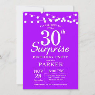 Surprise 30th Birthday Invitation Purple Lavender